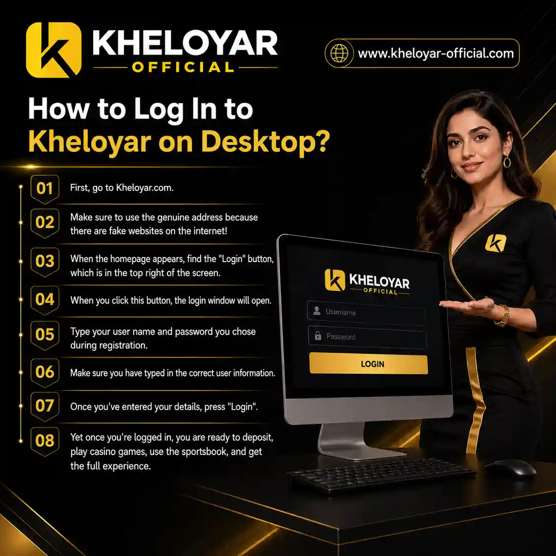 How to Log In to Kheloyar on Desktop
