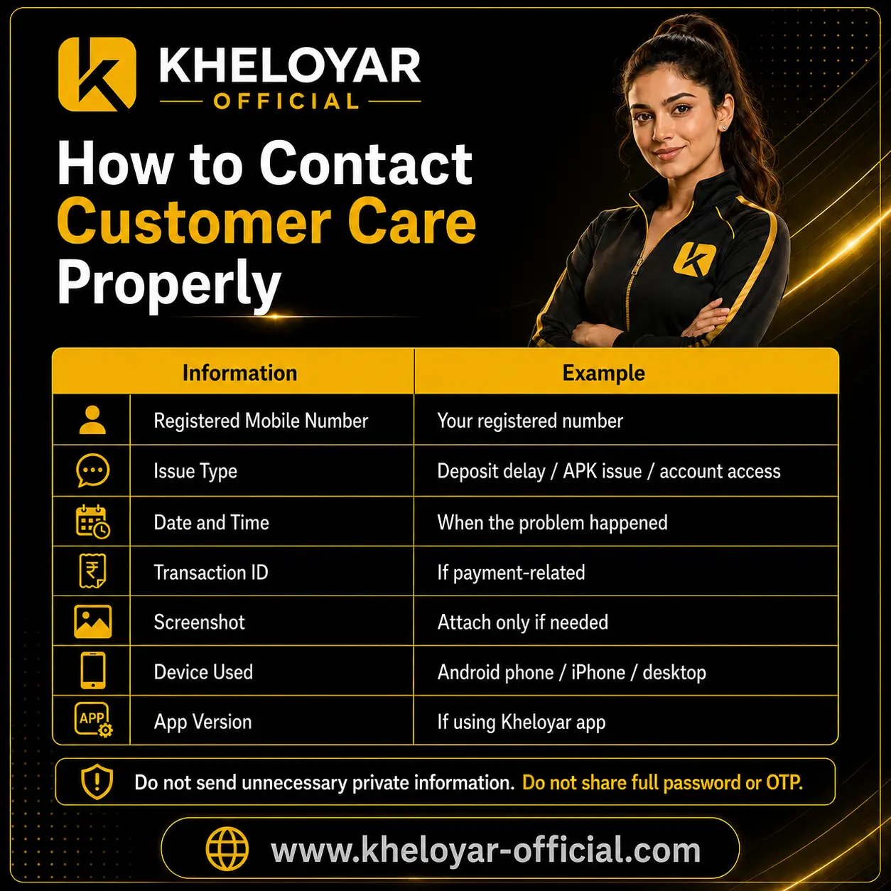 Kheloyar support format guide for contacting customer care properly